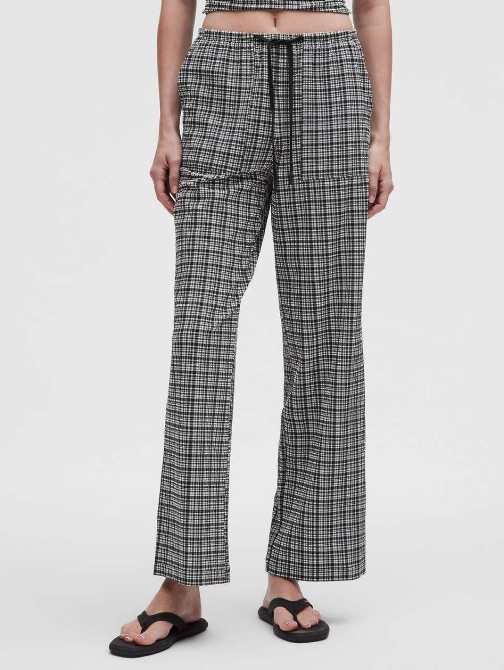 Lululemon Seersucker Check Mid-Rise Pull-On PantBlister Check White Black Size S